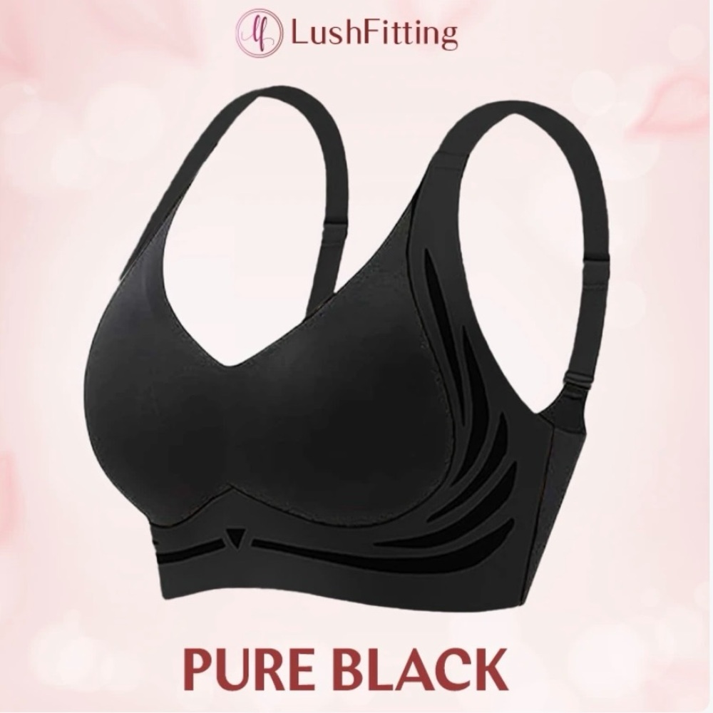 LushFitting Powerful Push-Up Seamless Bra Pure Black - 4XL - NWT